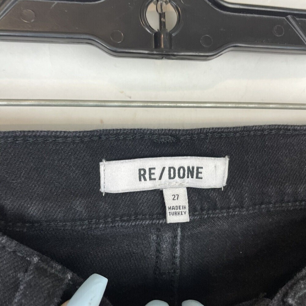 Re/Done Originals High Rise Ankle Crop in Faded Black Frayed Hem Size 27 - Picture 6 of 8